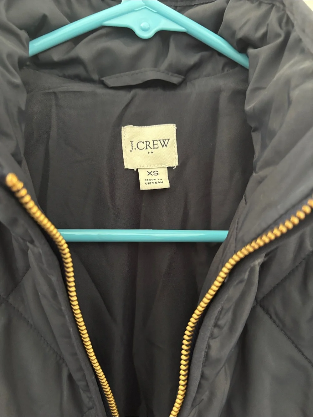 J. Crew Navy Quilted Vest with Gold Hardware